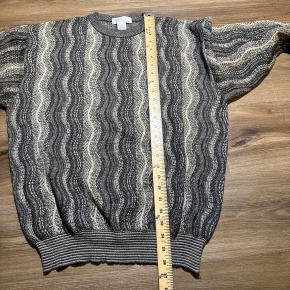 Vintage Tricots St Raphael MEDIUM Wool Blend Pullover Sweater Wavy Coogi Style M - Picture 12 of 16
